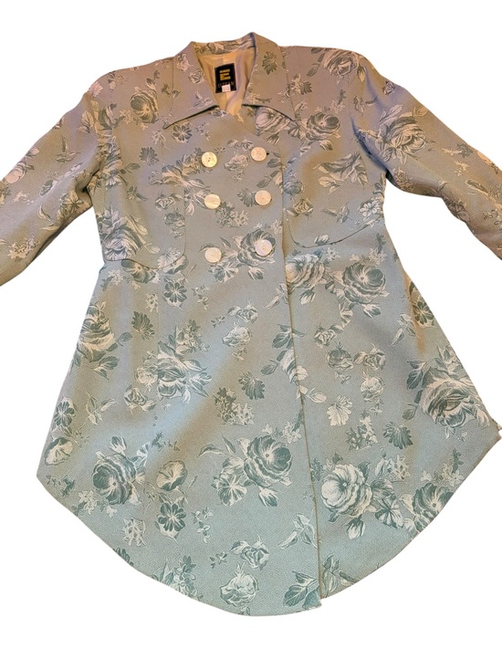 Eldean Jackets & Blazers - Floral Jacquard Double-Breasted Blazer/Coat- Light green
